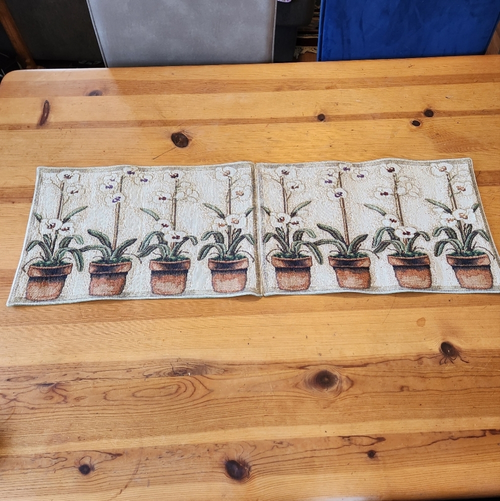 Vintage 90s Plants Placemat Table Runner Linens 1990s Home Decor Boho Bohemian